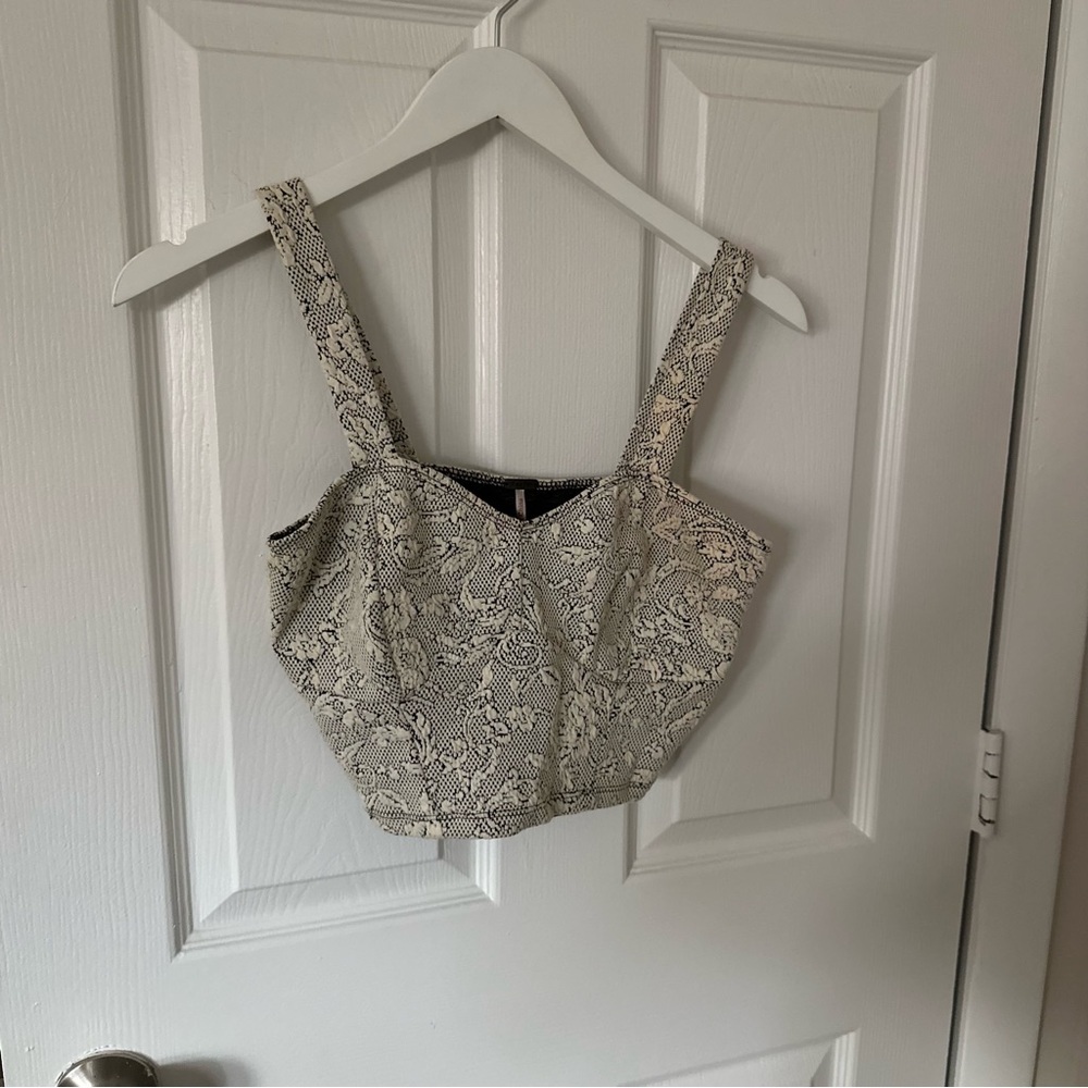 Off White and Black Cropped Top